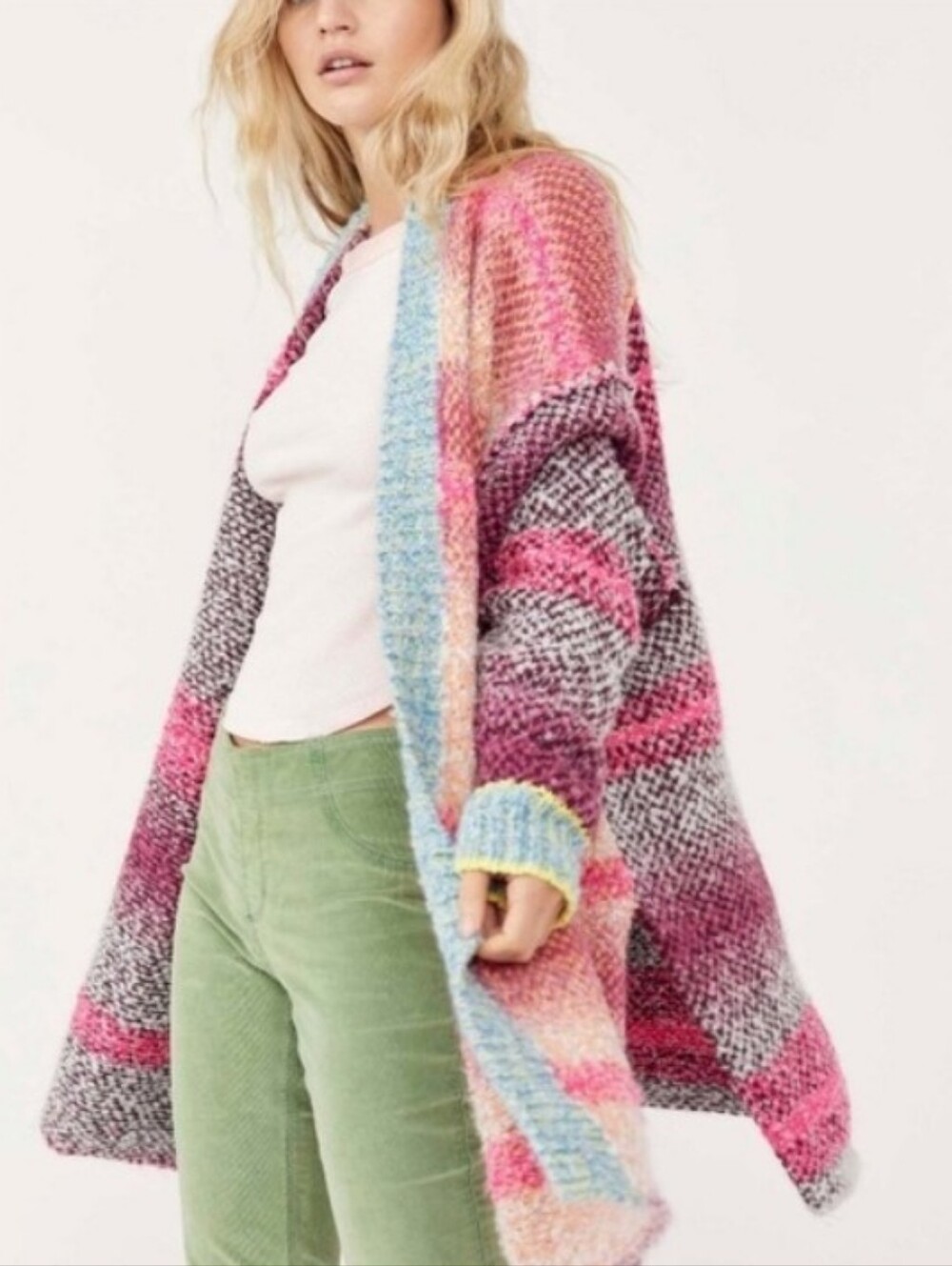 Free People Daydreamer Multicolored Orchid Cloud Cardi Cardigan Sweater